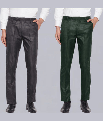 VEI SASTRE Multicolored Slim Formal Trouser ( Pack of 2 )