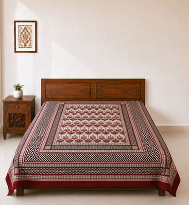 Hand Block Printed Bagh Cotton Double Bedsheet 