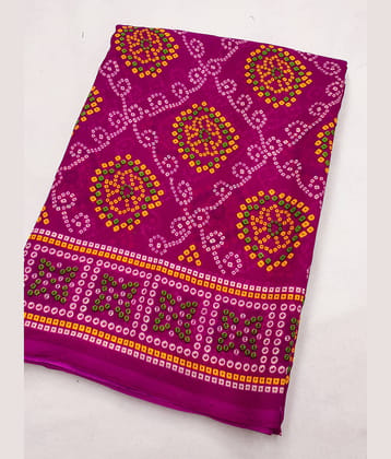 ANAND SAREES Georgette Printed Chanderi saree With Unstitched Blouse Piece ( Pink )