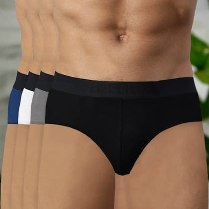 Heelium Bamboo Underwear Brief for Men - Pack of 4-Black | Grey | White | Navy Blue / Small - 70-75 cm I 28-30 in