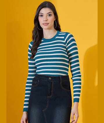 98 Degree North Women Cotton Round Neck Pullover ( Blue )