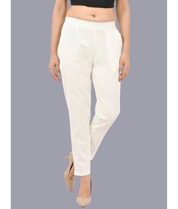 FABISHO White Cotton Regular Women's Casual Pants ( Pack of 1 )