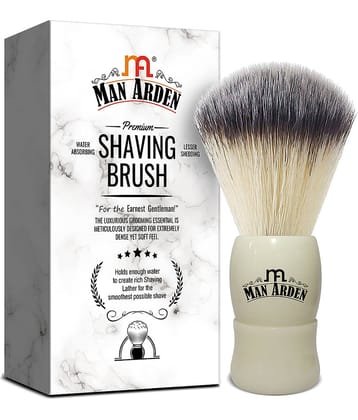 Man Arden Royal White Premium Shaving Brush With Ultra Soft & Absorbent Bristles & Long Handle | Cruelty Free | For A Smooth Shave