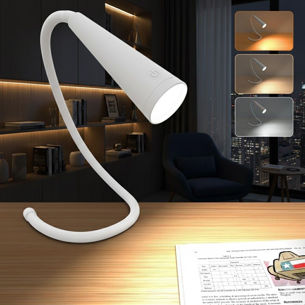 GLOWSERIE Study Lamp Rechargeable Book Reading Light - 3 Color Multifunction