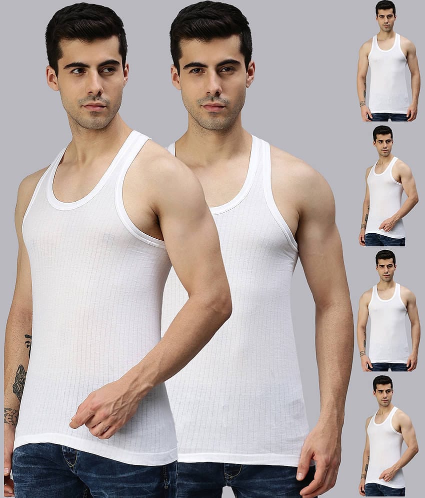 Pack of 6 Lux Cozi - White Cotton Men's Vest