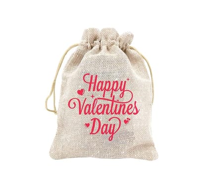 IVARIAN-Jute Potli Bag,Happy Valentine Day, Return Gifting Bag (16X24Cms, Set Of 25, Valentine),Multicolor