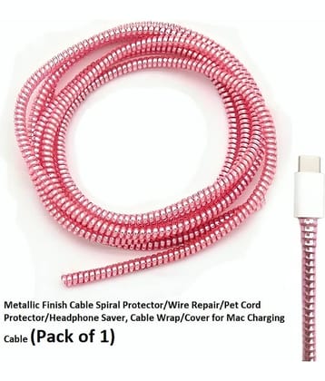 Dust N Shine Metallic Finish Cable Spiral Protector/Wire Repair/Pet Cord Protector, Cable Wrap Charging Cable (Pack of 1)