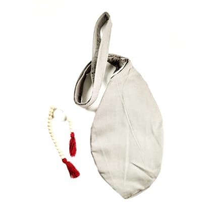 MAYAPURI Quill Grey Color Cotton Chanting Bag/Beads Bag with Sakshi Mala Counter MAYAPURI Quill Grey Color Cotton Chanting Bag/Beads Bag with Sakshi Mala Counter