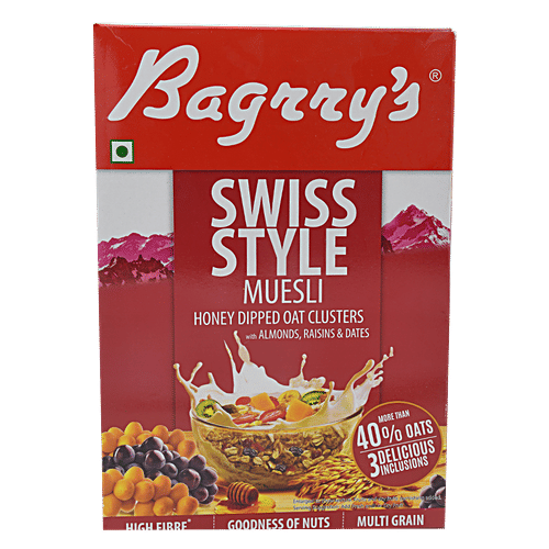 Bagrry'S Crunchy Muesli Swiss Style - With Almonds, Raisins & Dates, 500 g Carton