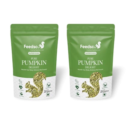 Feedsco Pumpkin Seeds for Eating 250 Gms Pack of 2 - Immunity Booster, Protein Rich Superfood - Raw Pumpkin Seed for Eating, Diet Snack - Pure Pumpkin Delight