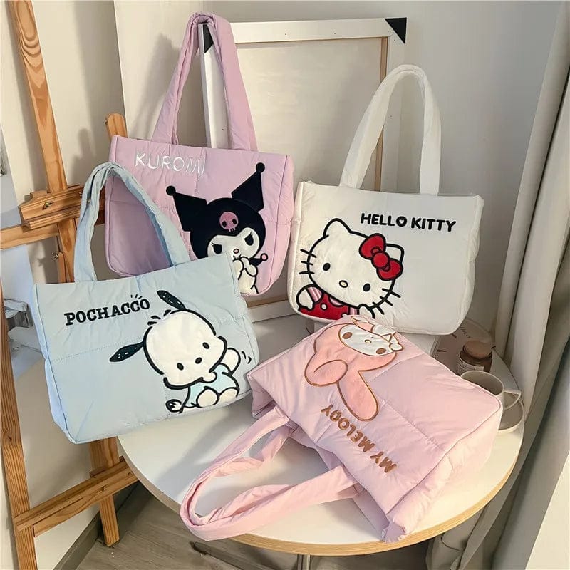 New Arrival Cartoon Tote Bag Kawaii Big Capacity Sanrios Hand Bag Kuromi Cinnamoroll Melody Down Cloth Tote Bag