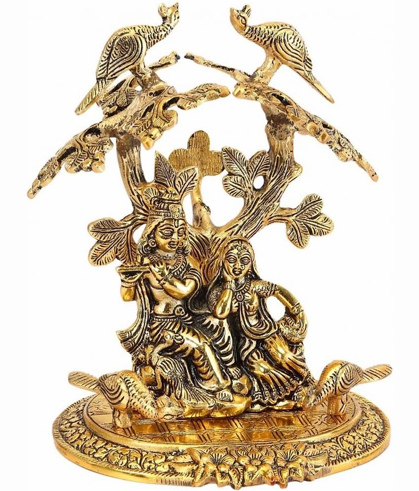 KridayKraft Aluminium Radha Krishna Idol ( 14 cm )