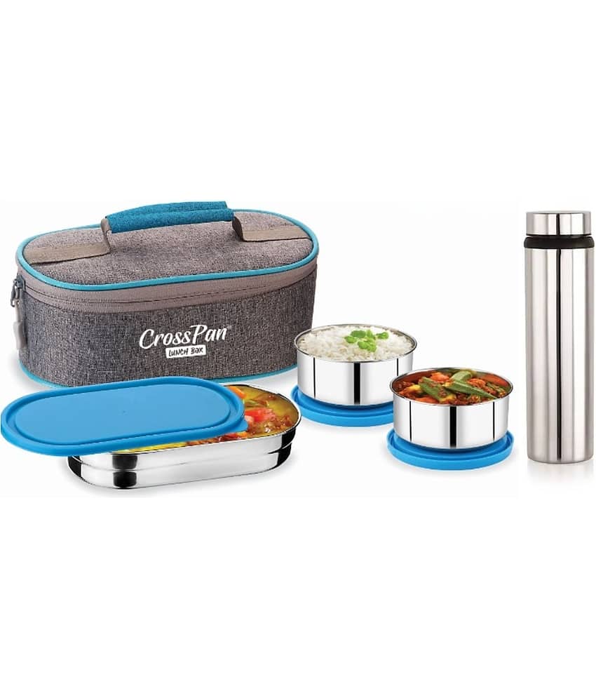 CrossPan Magnite + 750ml Water Bottle Stainless Steel Insulated Lunch Box 3 - Container ( Pack of 1 )