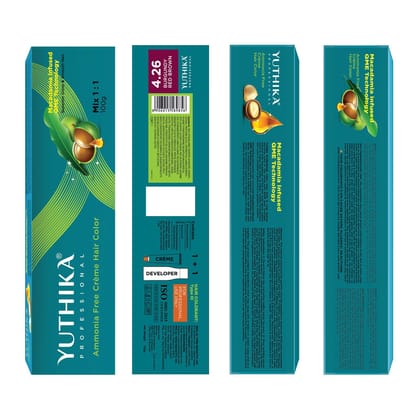Yuthika Professional Creme Hair Color 4.26 Burgundy Red Brown 100gm Permanent Hair Colour, Professional Salon Hair Colour