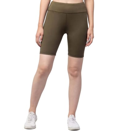 Womens Polyester Solid Above Knee High-Rise Shorts Size S (Olive)