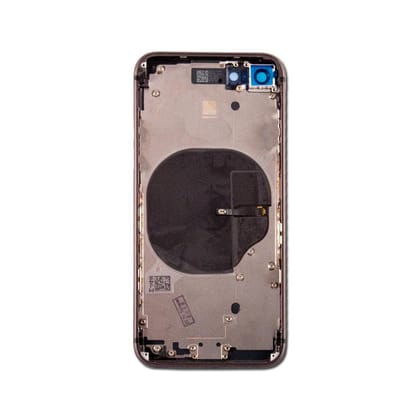 Full body housing faceplate Back Glass Assembly with Midframe and Charging Coil for Apple iPhone 8 Black