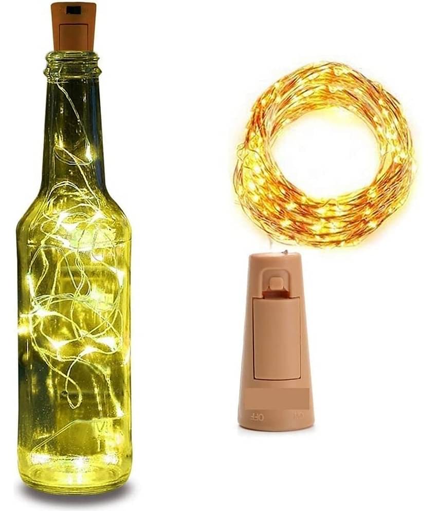 MIRADH Bottle Cork Lights 20 LED 2Mtr LED Strips Yellow - Pack of 6