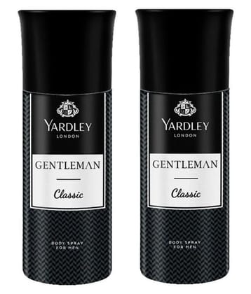 Yardley London Gentleman Classic Deo Body Spray for Men, 220ml each ,pack of 2. - 450ml