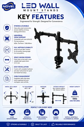 NOVEL NV-M2 1X2 – Flexible Positioning, Space-Saving Design & Comfortable Viewing.
