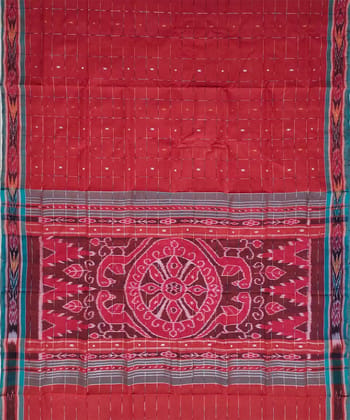 Rust colour handwoven cotton saree