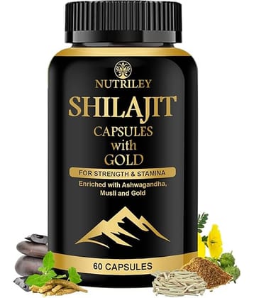 Nutriley Shilajeet Gold Capsules, Pure Shilajit, Original Shilajit, Pure Shilajit Capsule, for Vigour & Vitality, enriched with Shilajit, Hammer Of Thor Original Capsule For Performance Stamina, Size