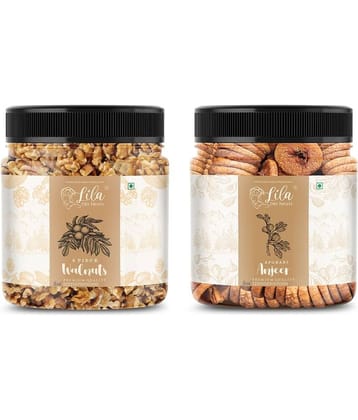 Lila Dry Fruits Figs (100gm) & Walnuts(100gm) Combo | Anjeer Walnuts Combo