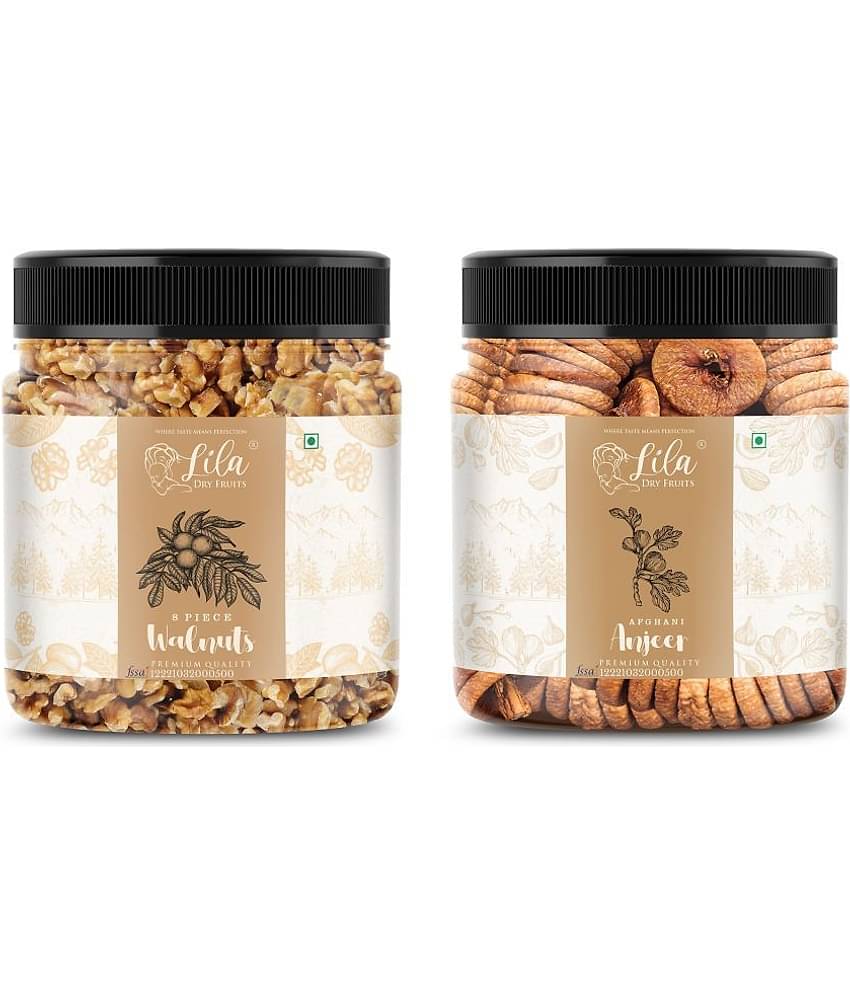 Lila Dry Fruits Figs (100gm) & Walnuts(100gm) Combo | Anjeer Walnuts Combo