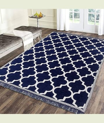RADECOR Blue Chenille Carpet Others 5x7 Ft