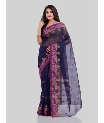 Desh Bidesh Cotton Woven Saree Without Blouse Piece ( Blue )