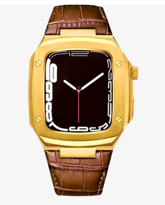 Golden - Luxury Stainless Steel Case & Genuine Leather Strap