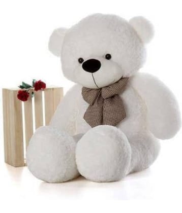 KIDS WONDERS 3 FEET Teddy Bear / high Quality / Neck brow / Cute and Soft Teddy Bear (White)