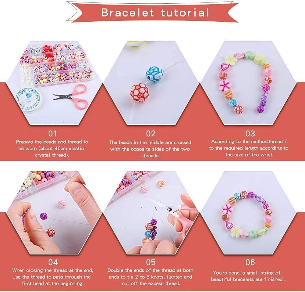 Plastic Beads for Kids Crafts Children's Jewelry Making Kit DIY Bracelets Necklace Hairband and Rings Craft Kits Birthday for 4, 5, 6, 7-Year-Old...