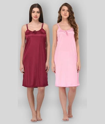 You Forever - Multicolor Satin Women's Nightwear Night Dress ( Pack of 2 )
