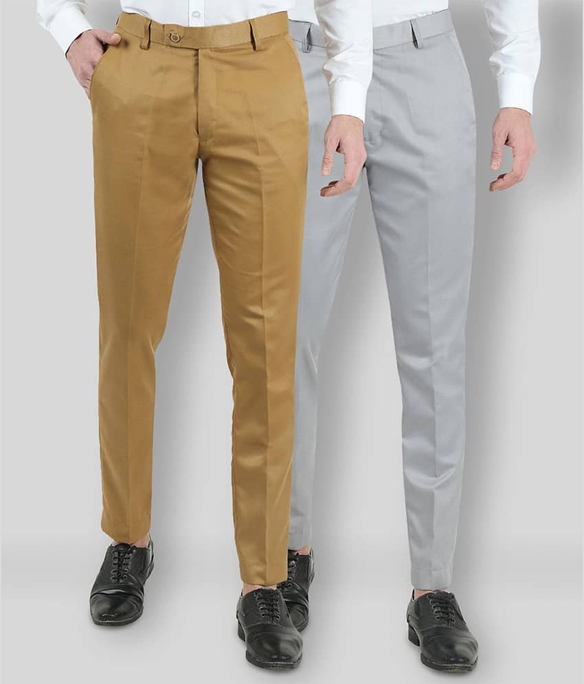 VEI SASTRE - Multicolored Polycotton Slim - Fit Men's Formal Pants ( Pack of 2 )