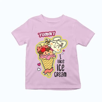 Bunny Yummy Ice Cream Exclusive T-shirt for Kids-Pink / 0-12 Months
