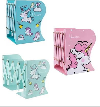 5 Compartments Metal 1 Pcs Unicorn Cartoon Expandable Metal Bookcase Adjustable Books Holder  (color as per availability)