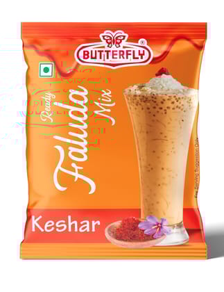 Butterfly Ready Faluda Mix (Keshar Pouch) (Weight - 90g) by Butterfly Dessert Mixes and Bakery Needs.