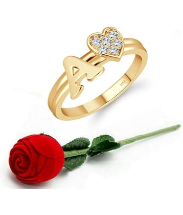 Valentine Initial '' A'' Letter with heart ring alphabet for women and Girls