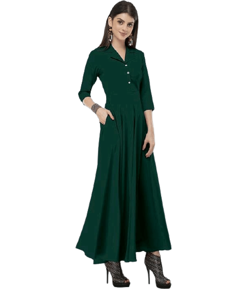 TOGZZ Women Crepe A-line Dress ( Green )