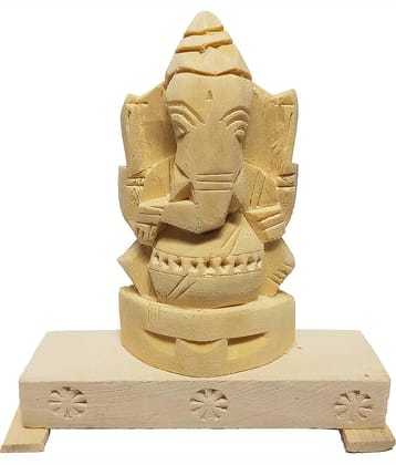 JDS PUJA ARTICLES Swetherka Ganesh (S:0) Wood Ganesha Idol 13 x 13 cms Pack of 1
