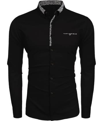 VERTUSY Cotton Blend Regular Fit Printed Full Sleeves Men's Casual Shirt - Black ( Pack of 1 )