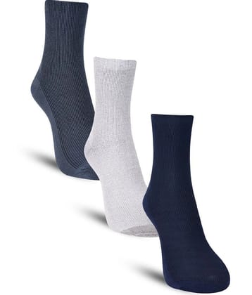 Dollar Cotton Blend Mens Self Design Blue Ankle Length Socks ( Pack of 3 ) - Blue