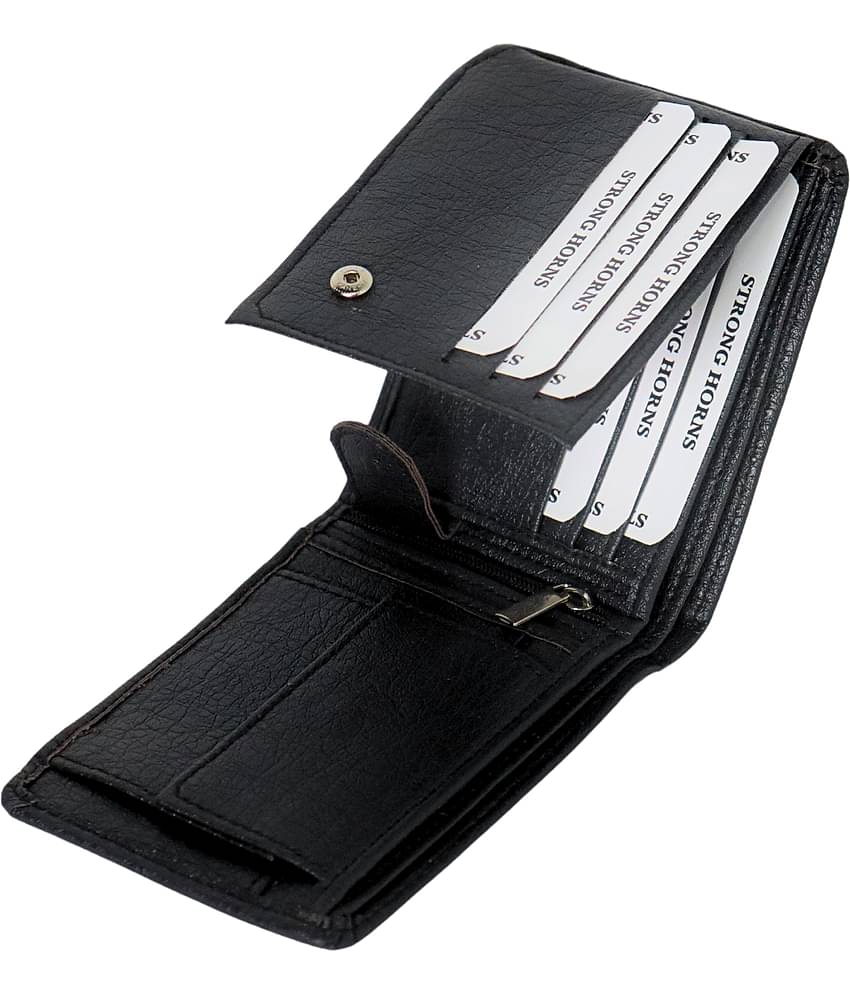 STRONG HORNS PU Self Design Men's Regular Wallet With More Than 10 Slots For Card ( Black , Pack of 1 )
