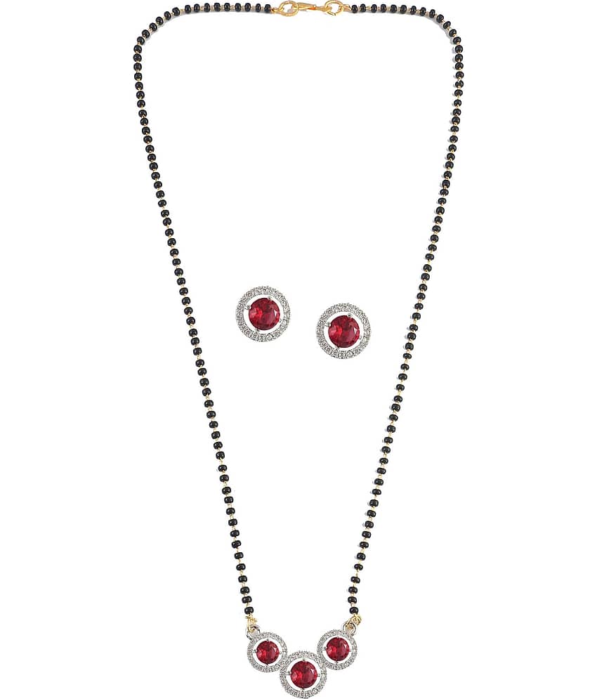 Jewar Mandi - Maroon Mangalsutra Set ( Pack of 1 )