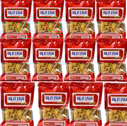 Banana Chips Red Chilli Flavour Crunchy Traditional Indian Snack 150 gms X Pack of 12 Pouches.