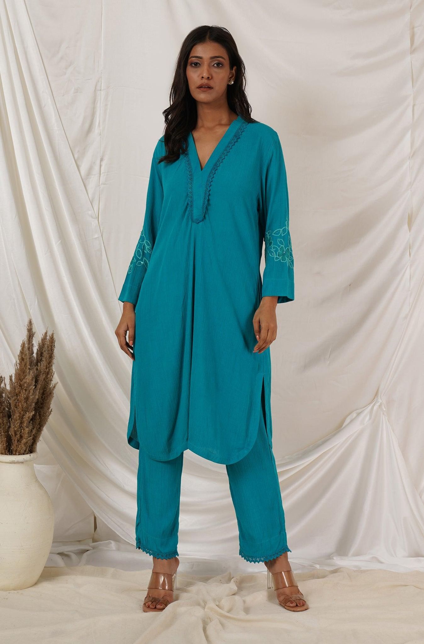 Turquoise Tunic Coord Set Of 2-XL