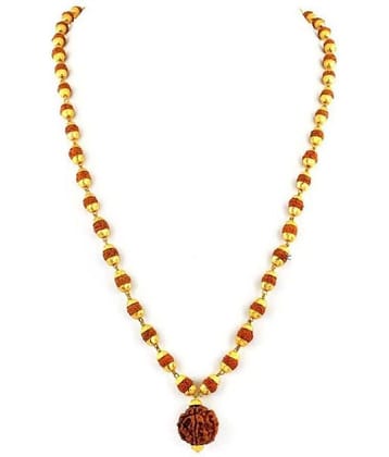 PAYSTORE Lord Shiv/ Mahakal/ Mahadev Stylish And Elegant Gold Plated Pendant With 5 mukhi  Rudraksha Mala for Men
