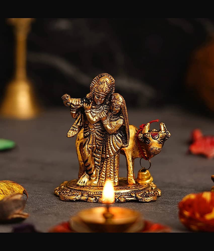 Shri Astha Vinayak Iron Cow and Calf Idol ( 8 cm )