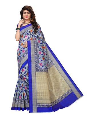 Generic Women's Art Silk Saree with Blouse (Blue, 5 - 6 Mtrs)