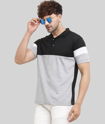 Leotude Pack of 1 Cotton Blend Regular Fit Colorblock Half Sleeves Men's Polo T Shirt ( Grey )